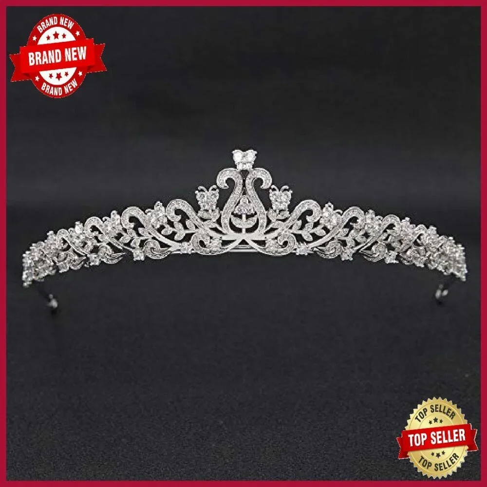 Sparkling Cubic Zirconia Tiara Hair Accessory for Weddings & Parties
